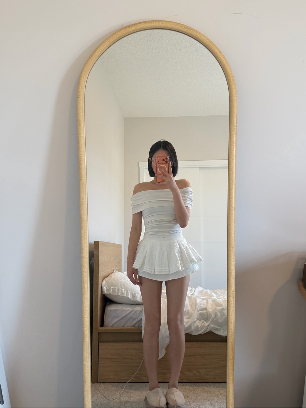 White Pleated Mini Skirt